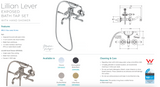 Fienza 339105CC Lillian Lever Exposed Bath Tap Set with Hand Shower, Chrome