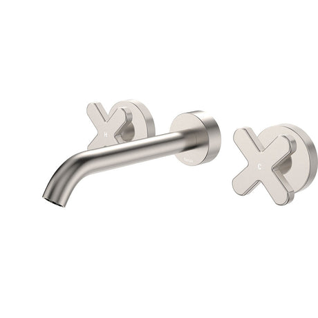 Fienza 343102BN-LF Kaya Wall Set Cross Taps 180mm Brushed Nickel