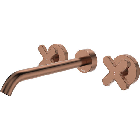 Fienza 343102CO-220-LF Kaya Wall Set Cross Taps 220mm Brushed Copper