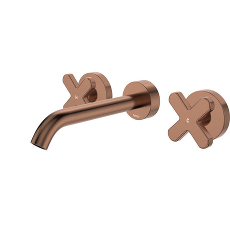 Fienza 343102CO-LF Kaya Wall Set Cross Taps 180mm Brushed Copper