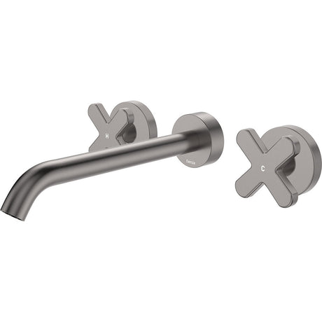 Fienza 343102GM-220-LF Kaya Wall Set Cross Taps 220mm Gun Metal