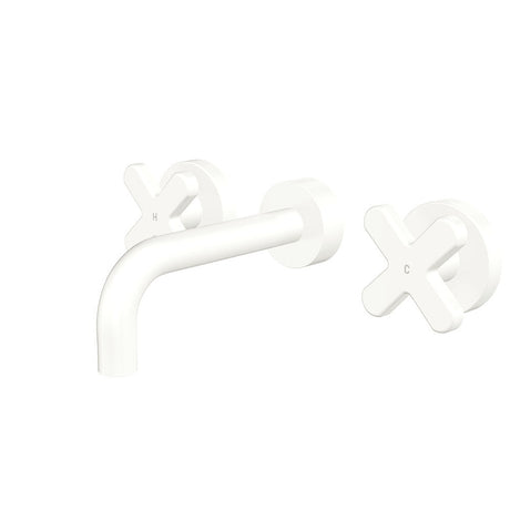 Fienza 343102MW-130-LF Kaya Wall Set Cross Taps 130mm Matte White
