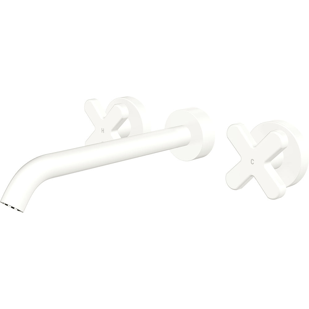 Fienza 343102MW-220-LF Kaya Wall Set Cross Taps 220mm Matte White