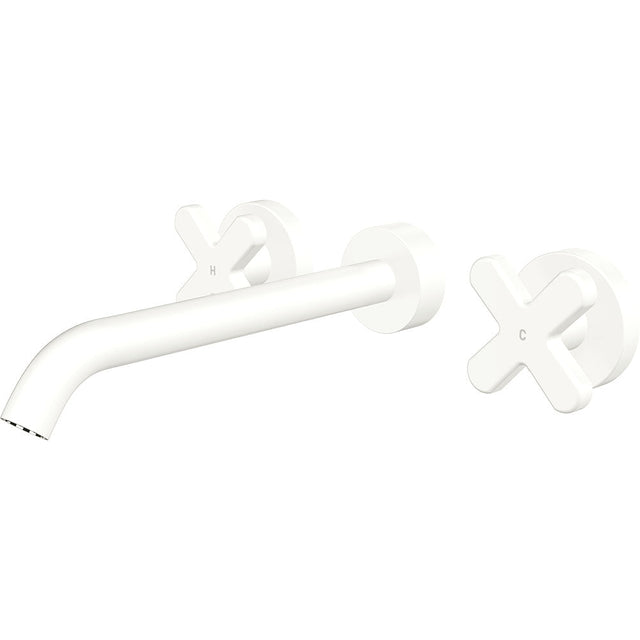 Fienza 343102MW-220-LF Kaya Wall Set Cross Taps 220mm Matte White