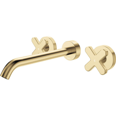 Fienza 343102UB-220-LF Kaya Wall Set Cross Taps 220mm Urban Brass