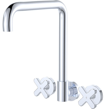 Fienza 343105-LF Kaya Squareline Wall Set Cross Taps Chrome