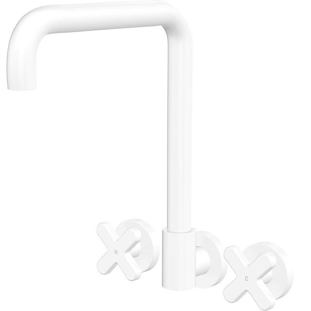 Fienza 343105MW-LF Kaya Squareline Wall Set Cross Taps Matte White
