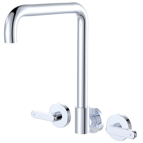 Fienza 344105-LF Kaya Squareline Wall Set Lever Taps Chrome