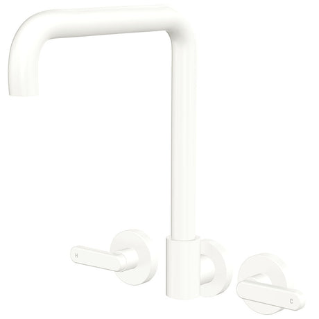 Fienza 344105MW-LF Kaya Squareline Wall Set Lever Taps Matte White