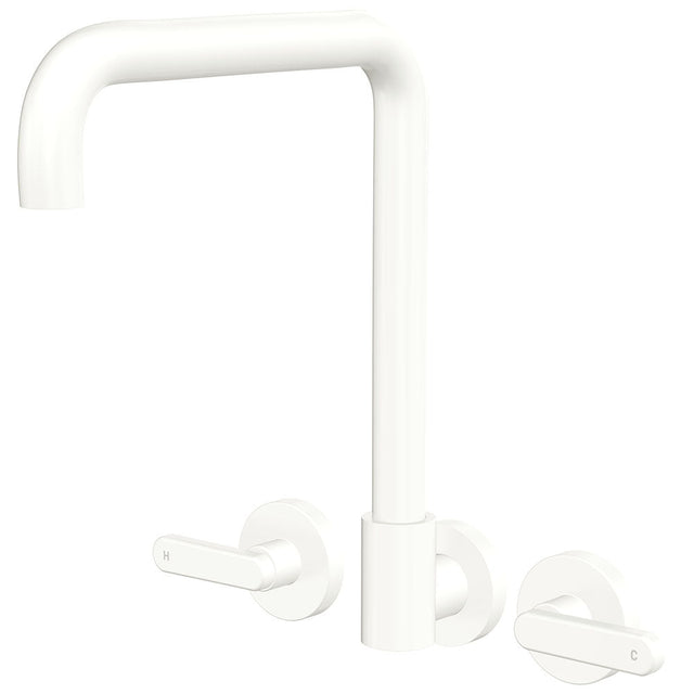 Fienza 344105MW-LF Kaya Squareline Wall Set Lever Taps Matte White