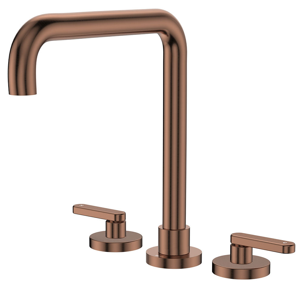Fienza 344106CO-LF Kaya Squareline Hob Set, Lever Taps, Brushed Copper