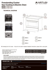 Artusi AFG915B/1 90cm Freestanding Dual Fuel Stove, Matte Black