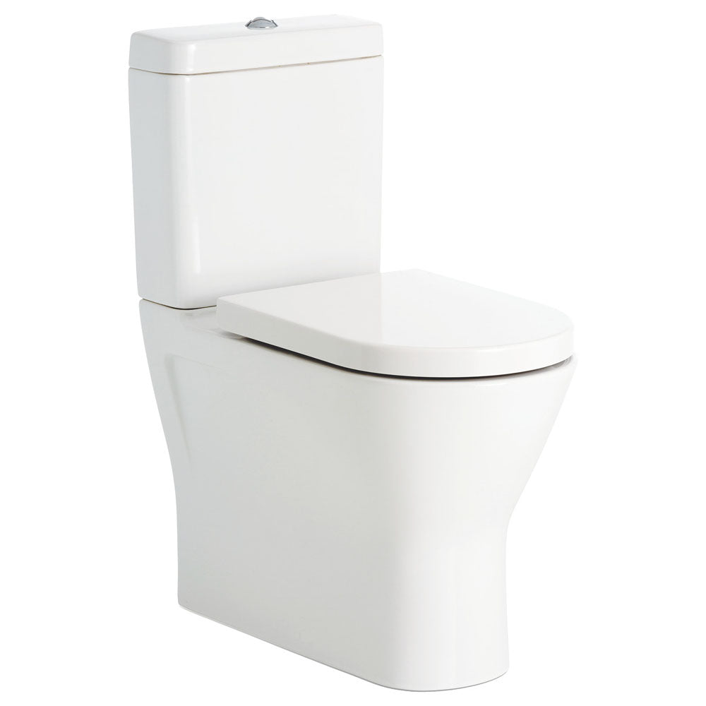 Fienza 385447WA Resort Back-to-Wall Toilet Suite, S Trap, 90-200, with Bottom Inlet, White