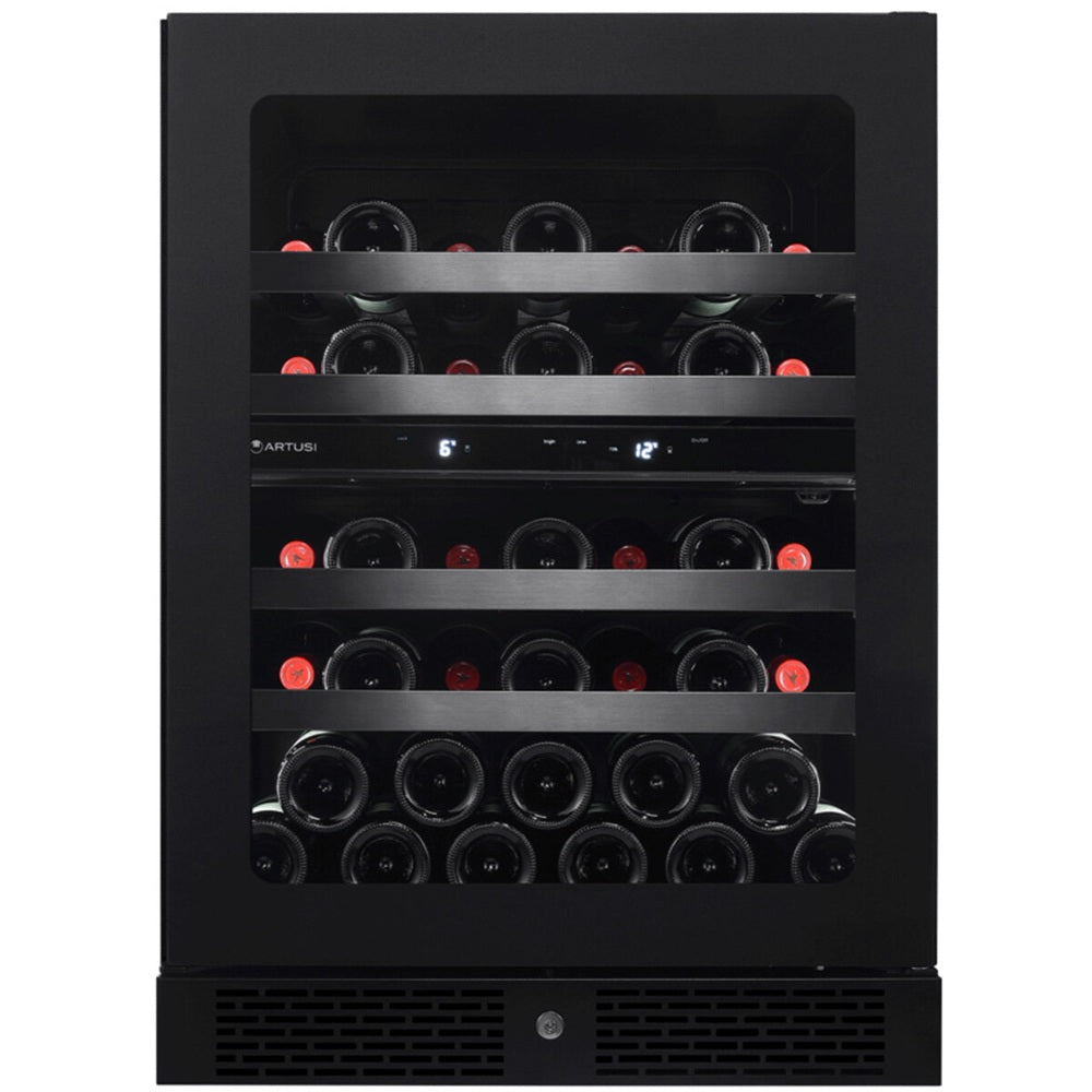 Artusi AWC37BV Dual Zone Wine Cooler, 37 Bottle, Reversible Door, Matte Black