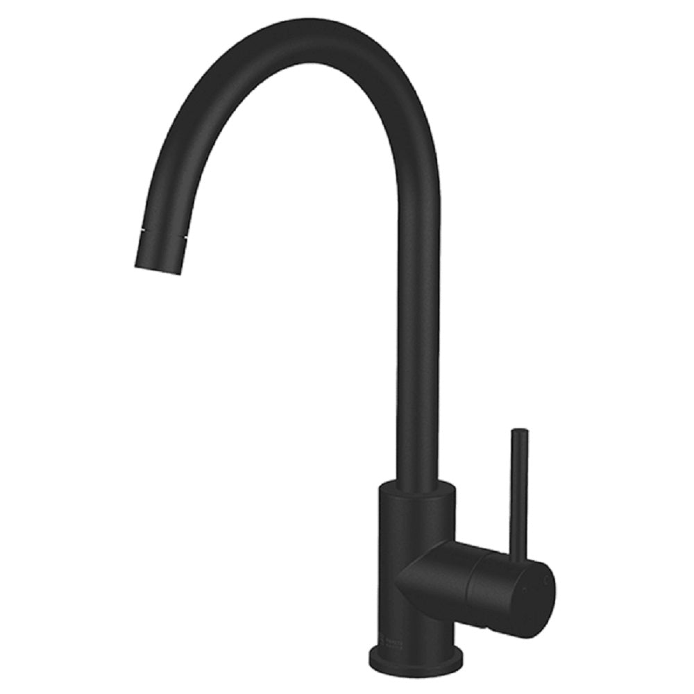 Abey Lucia Gooseneck Mixer Side Lever, Black, 3K4-B