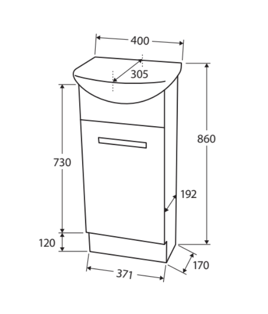 Fienza Antonio 40Akw 400Mm White Vanity Solid Door - Special Order Units