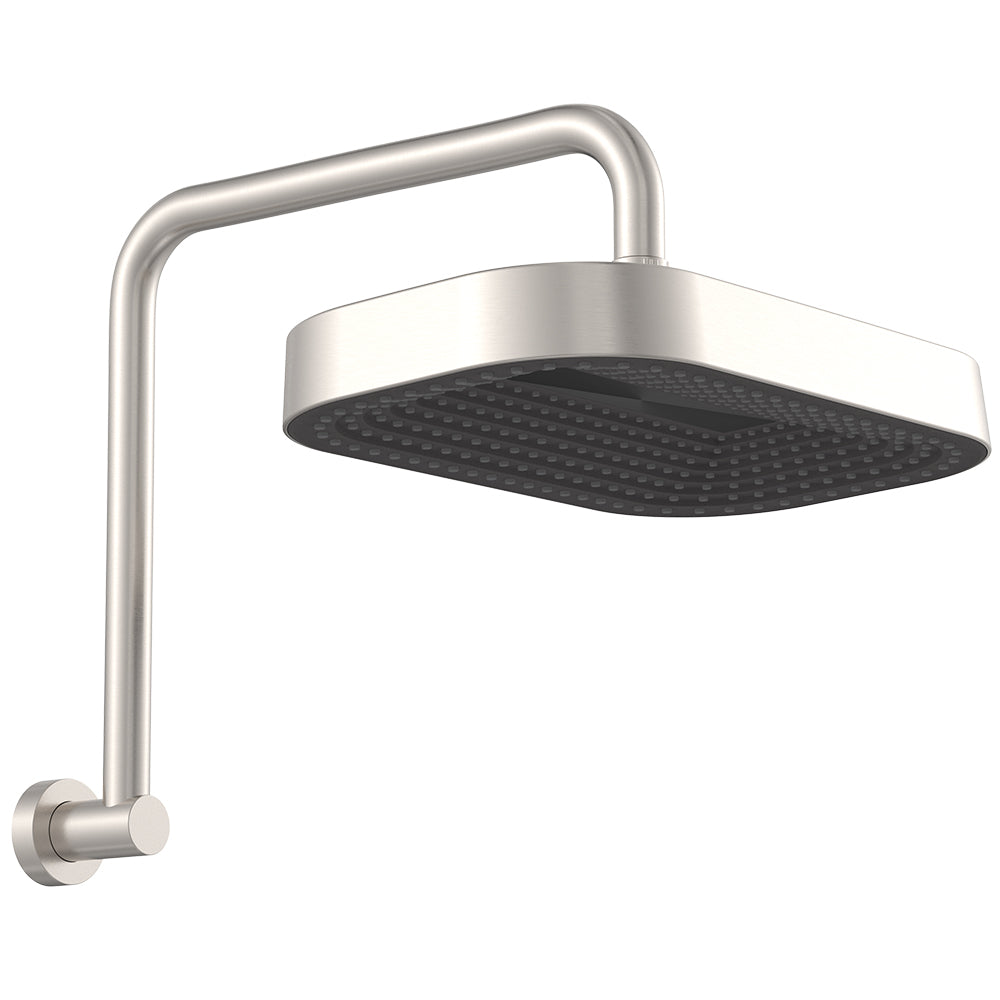 Fienza 411139BN-A Kuro Gooseneck Shower Arm Set, Soft Square Head, Brushed Nickel