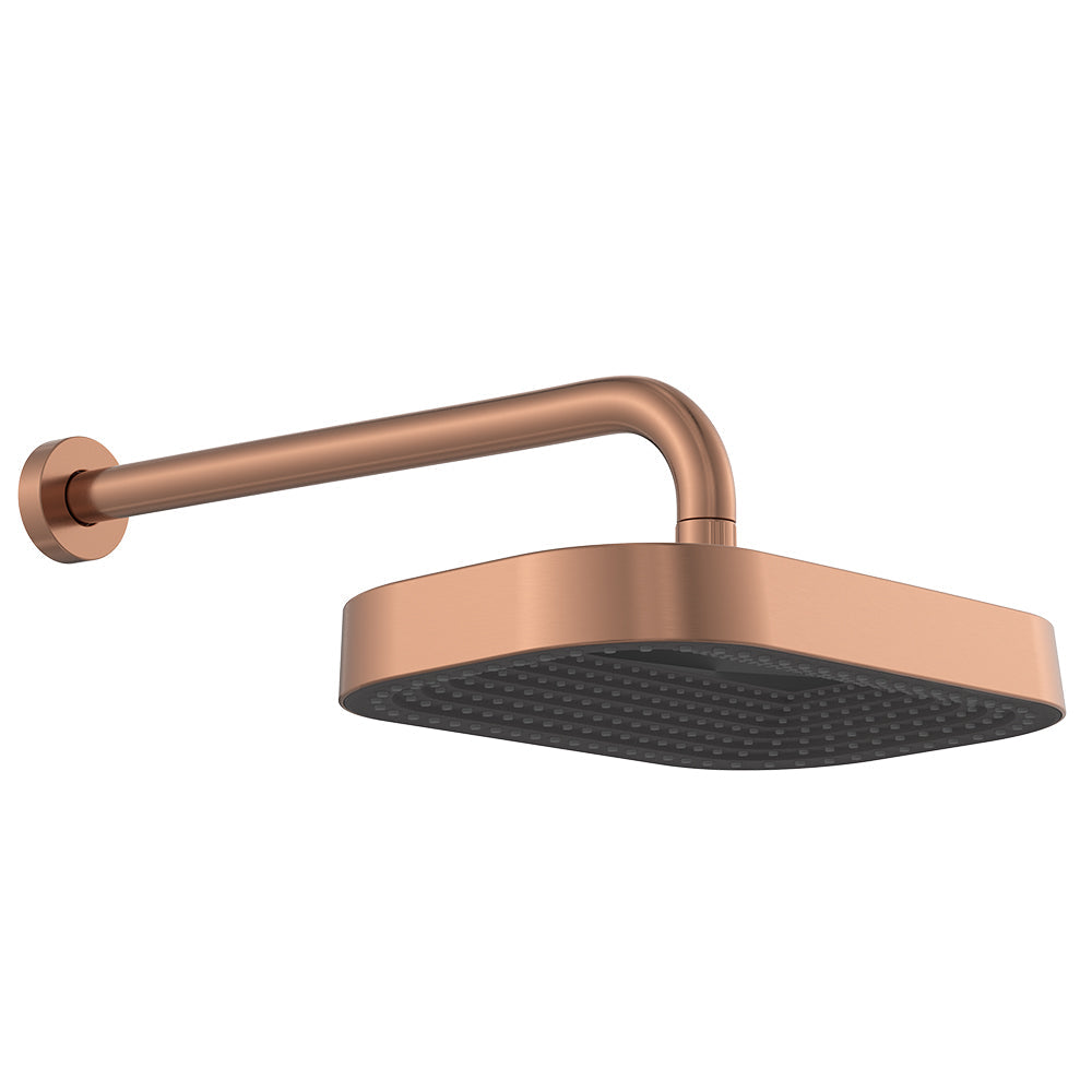 Fienza 411139CO-B Kuro Shower Arm Set, Soft Square Head, Brushed Copper