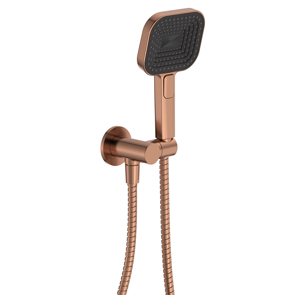 Fienza 433139CO Kuro Hand Shower, Round Plate, Soft Square Head, Brushed Copper