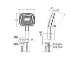 Fienza 433139GM Kuro Hand Shower, Round Plate, Soft Square Head, Gun Metal