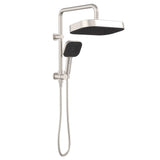 Fienza 434140BN Kuro Twin Half-Rail Shower, Soft Square Head, Brushed Nickel
