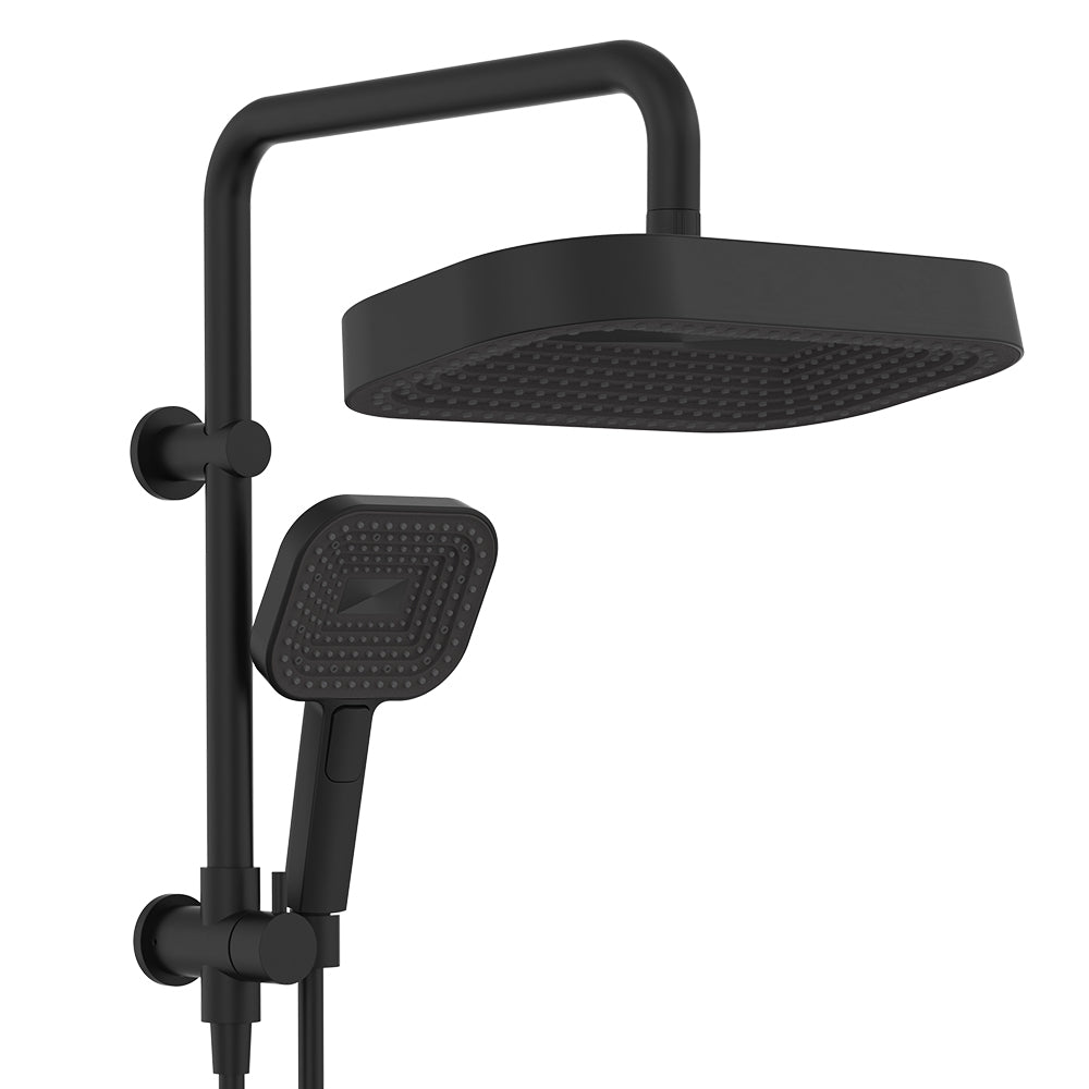 Fienza 434140B Kuro Twin Half-Rail Shower, Soft Square Head, Matte Black