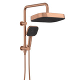Fienza 434140CO Kuro Twin Half-Rail Shower, Soft Square Head, Brushed Copper
