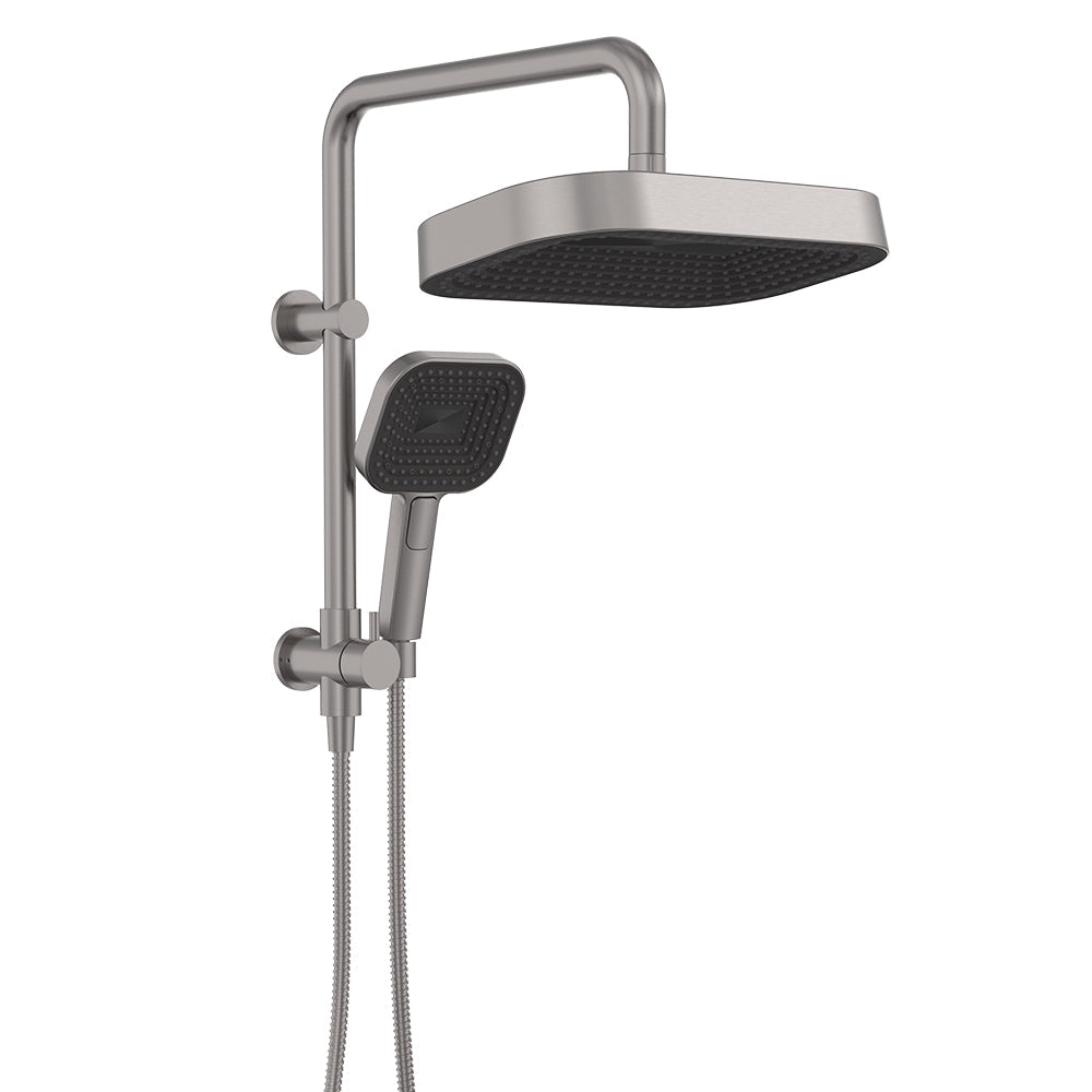Fienza 434140GM Kuro Twin Half-Rail Shower, Soft Square Head, Gun Metal
