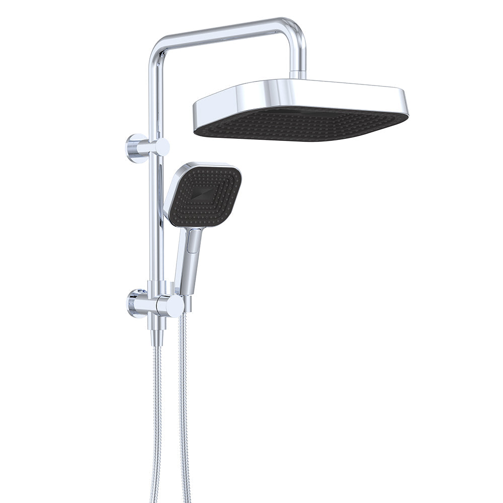 Fienza 434140 Kuro Twin Half-Rail Shower, Soft Square Head, Chrome
