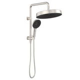 Fienza 434139BN Kuro Twin Half-Rail Shower, Round Head, Brushed Nickel