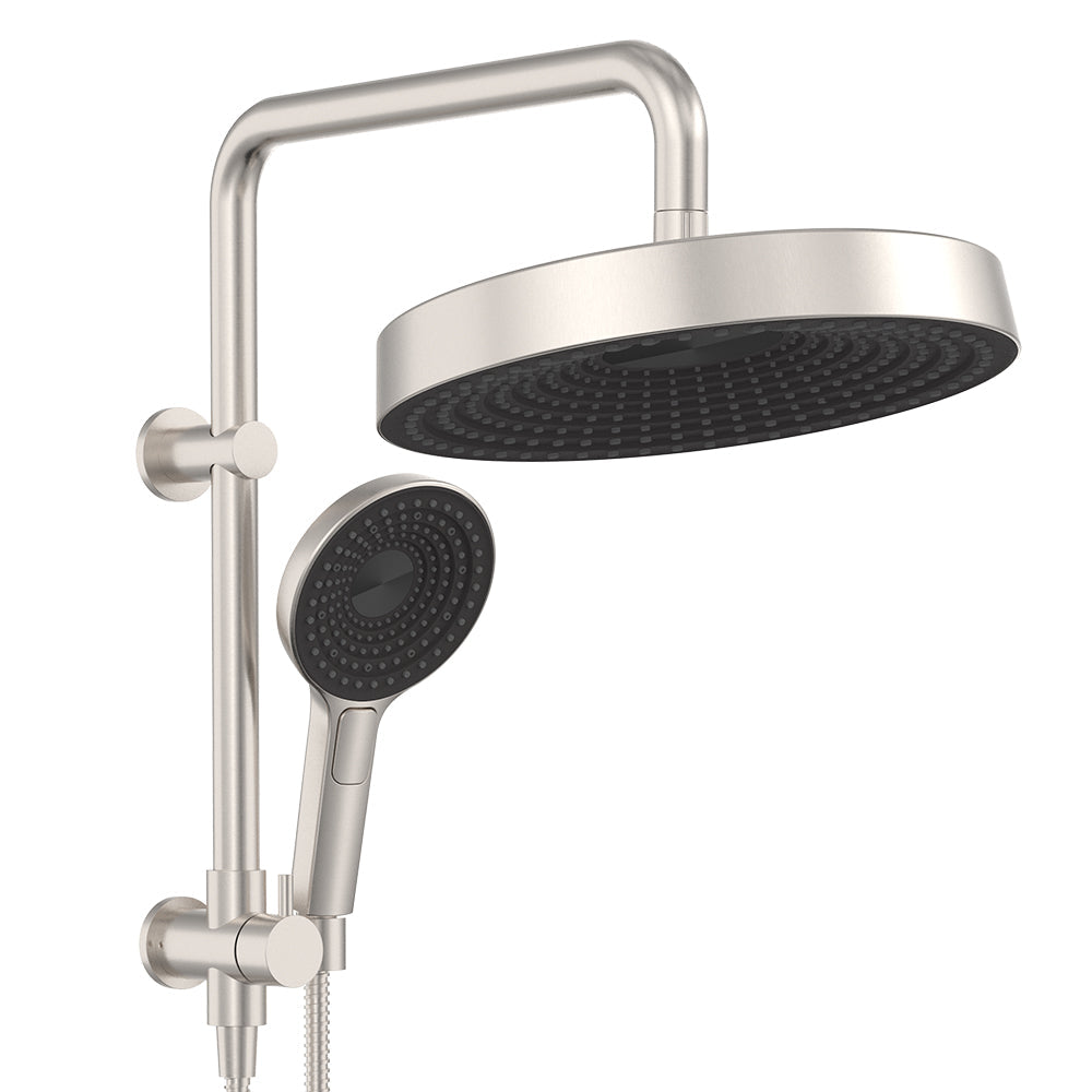 Fienza 434139BN Kuro Twin Half-Rail Shower, Round Head, Brushed Nickel