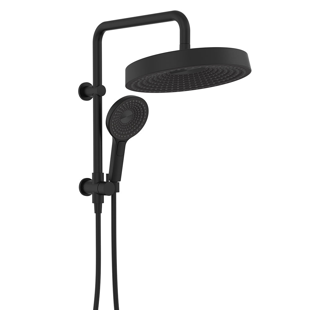 Fienza 434139B Kuro Twin Half-Rail Shower, Round Head, Matte Black