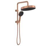 Fienza 434139CO Kuro Twin Half-Rail Shower, Round Head, Brushed Copper