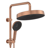 Fienza 434139CO Kuro Twin Half-Rail Shower, Round Head, Brushed Copper