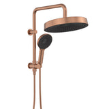 Fienza 434139CO Kuro Twin Half-Rail Shower, Round Head, Brushed Copper