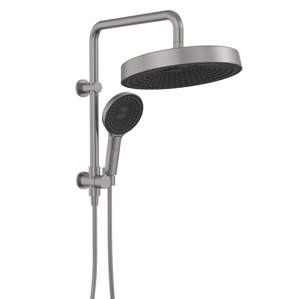 Fienza 434139GM Kuro Twin Half-Rail Shower, Round Head, Gun Metal
