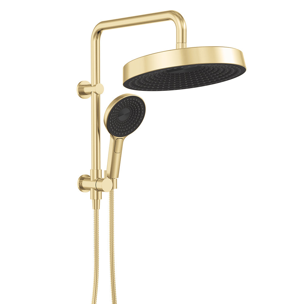Fienza 434139UB Kuro Twin Half-Rail Shower, Round Head, Urban Brass