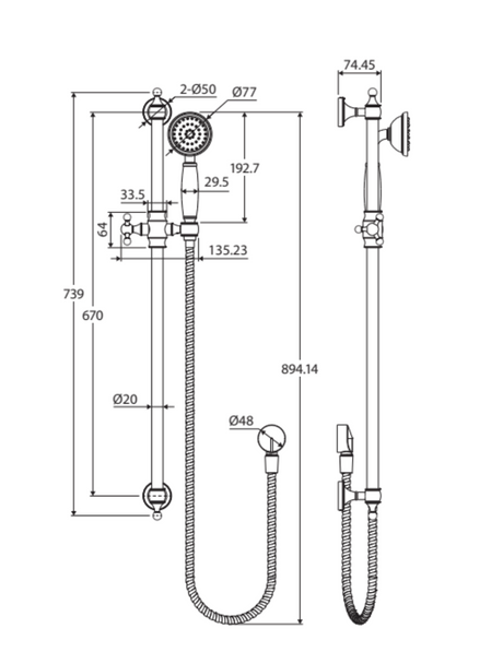 Fienza Lillian Rail Shower Brushed Nickel 444114Bn Showers