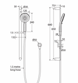 Fienza 444118BN Empire Slim Rail Shower, Brushed Nickel