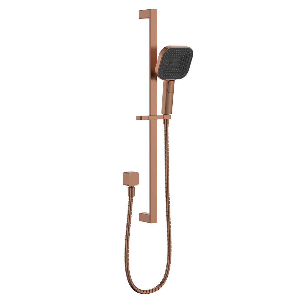 Fienza 444139CO Kuro Rail Shower Soft Square Head, Brushed Copper