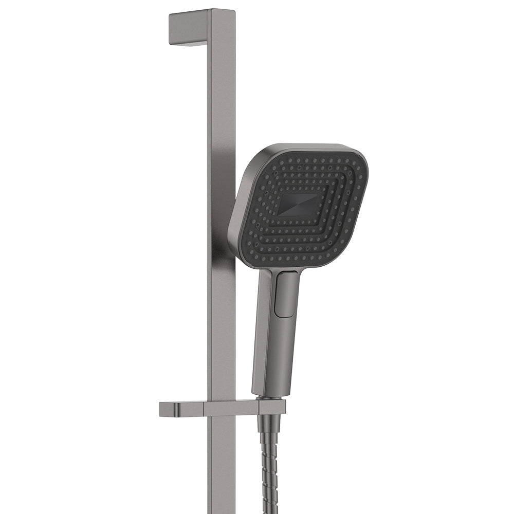 Fienza 444139GM Kuro Rail Shower Soft Square Head, Gun Metal