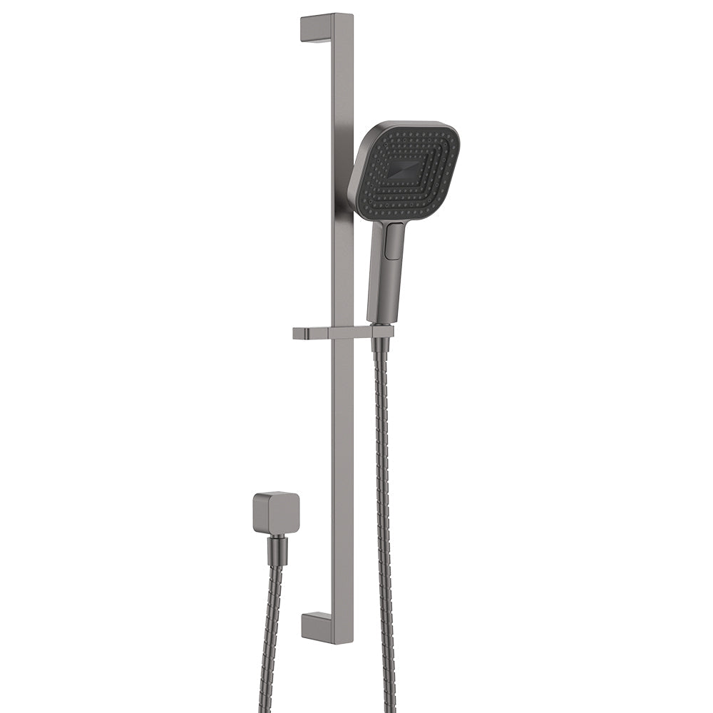 Fienza 444139GM Kuro Rail Shower Soft Square Head, Gun Metal