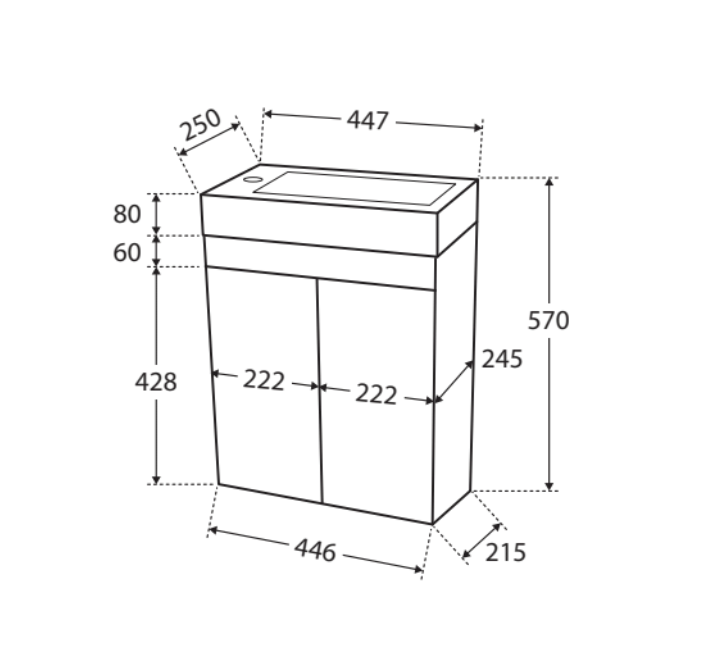 Fienza Ralph 4525Wall White 450Mm Vanity Unit Wall Hung - Special Order Units