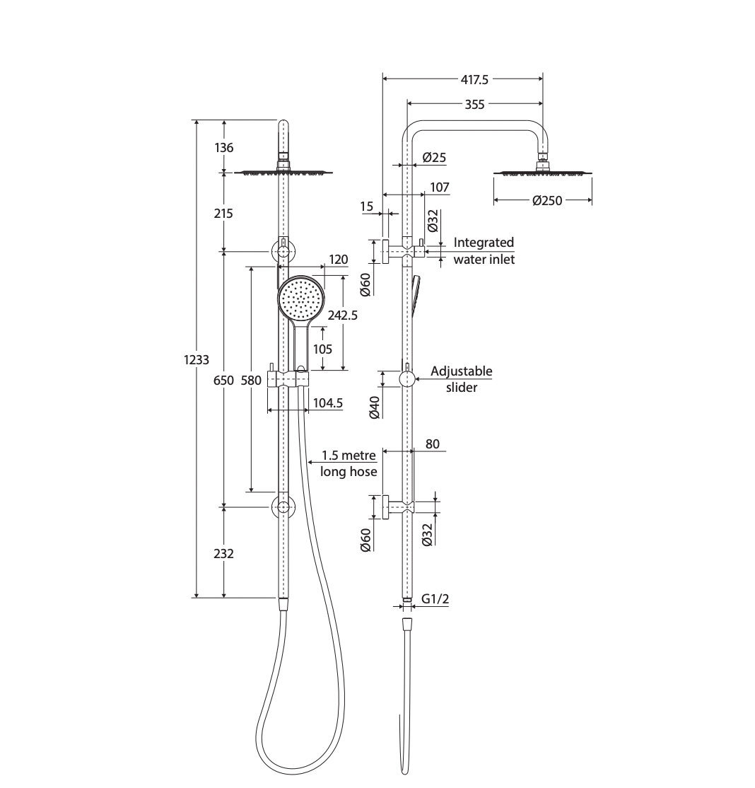 Fienza 455109 Kaya Twin Shower, Chrome