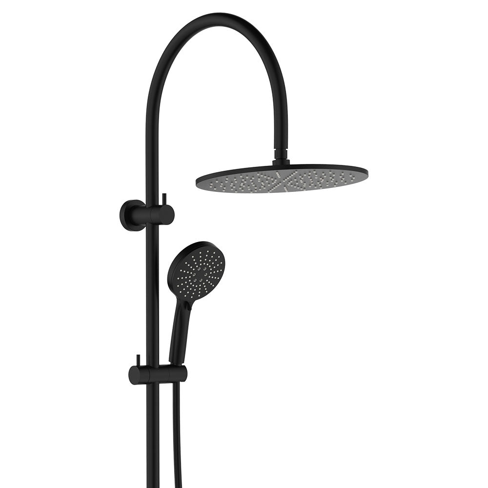 Fienza 455110B Empire Slim Curved Twin Shower, Matte Black