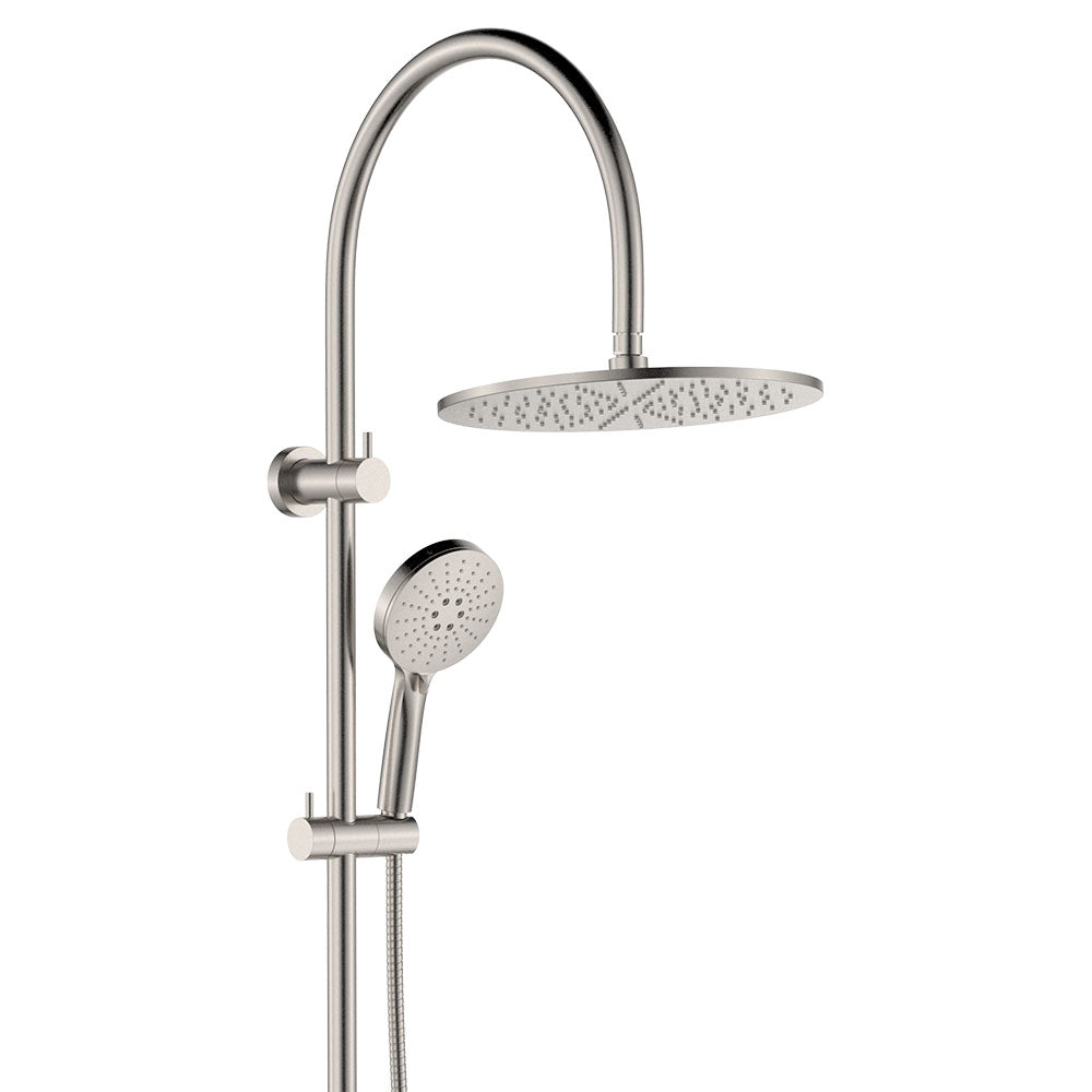 Fienza 455110BN Empire Slim Curved Twin Shower, Brushed Nickel