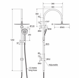 Fienza 455110CO Empire Slim Curved Twin Shower, Brushed Copper