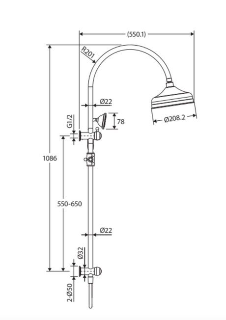 Fienza Lillian Twin Shower Matte Black 455114B Showers