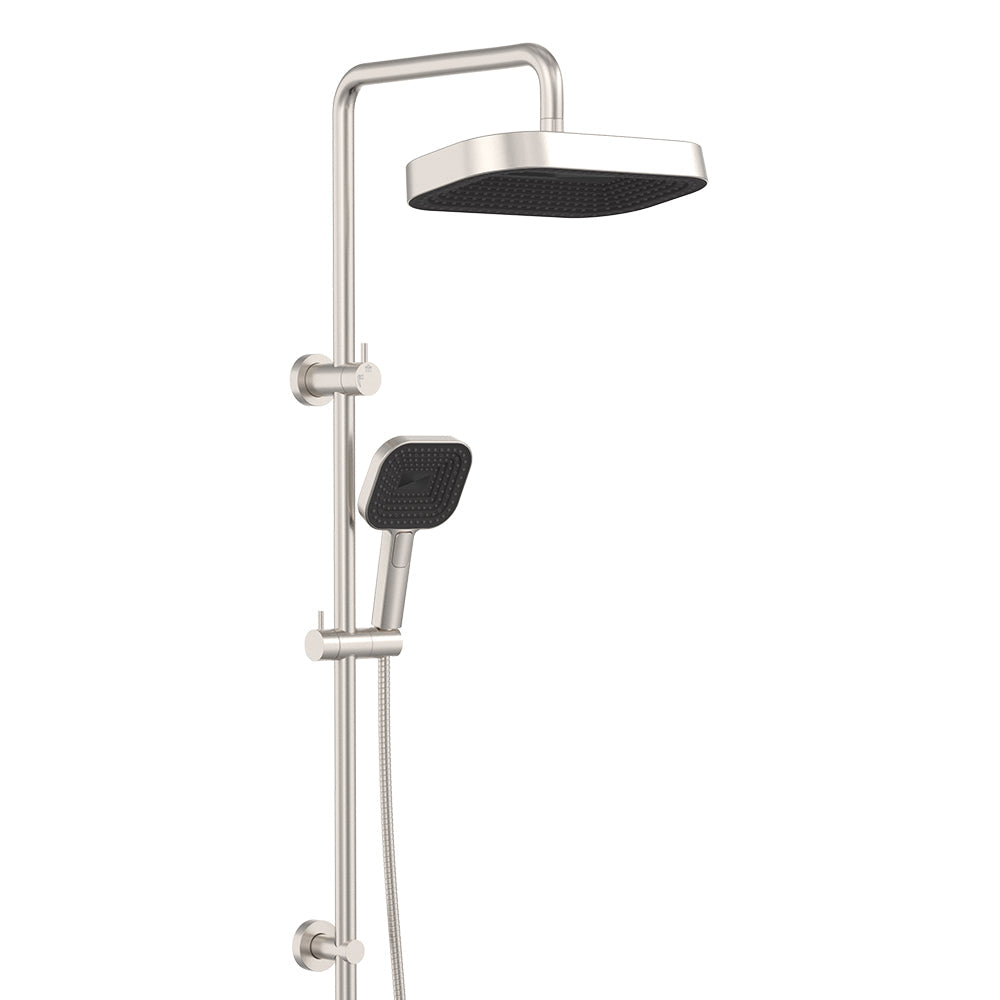Fienza 455137BN Kuro Twin Shower, Soft Square Head, Brushed Nickel