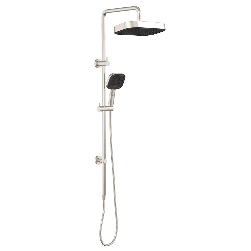 Fienza 455137BN Kuro Twin Shower, Soft Square Head, Brushed Nickel